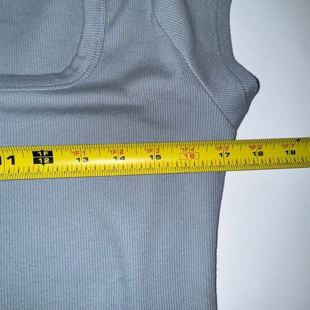 Topshop Periwinkle Ribbed Square Neck Cap Sleeve Top sz 12 - Picture 8 of 9
